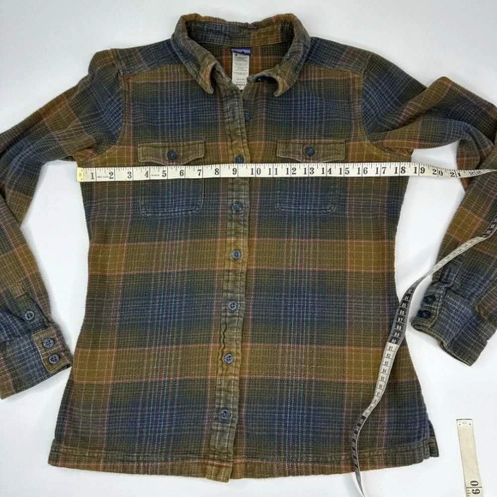 Patagonia Womens Fjord 4 Organic Cotton Flannel Plaid Button Down Shirt Brown - Picture 11 of 13